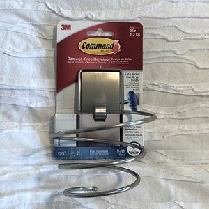 Command Brand Satin Nickel Hair Dryer Holder